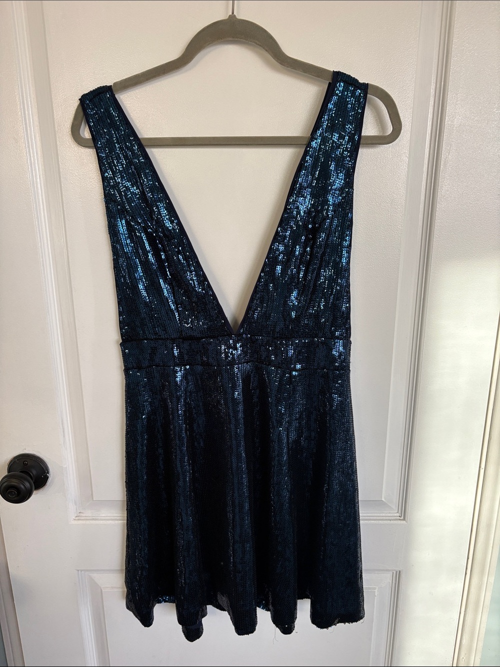 NBD Revolve Starry Nights Metallic Sequin Dress Navy Blue M